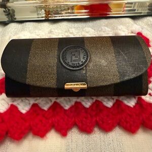 Vintage Fendi Occhiali Brown Zucca Stripe Sunglasses Eyeglass Case Logo Italy
